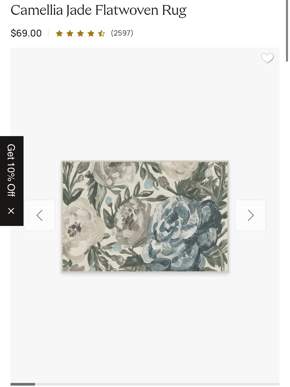 Camellia Jade Floral Flatwoven Rug - Jade and Cream 2x3